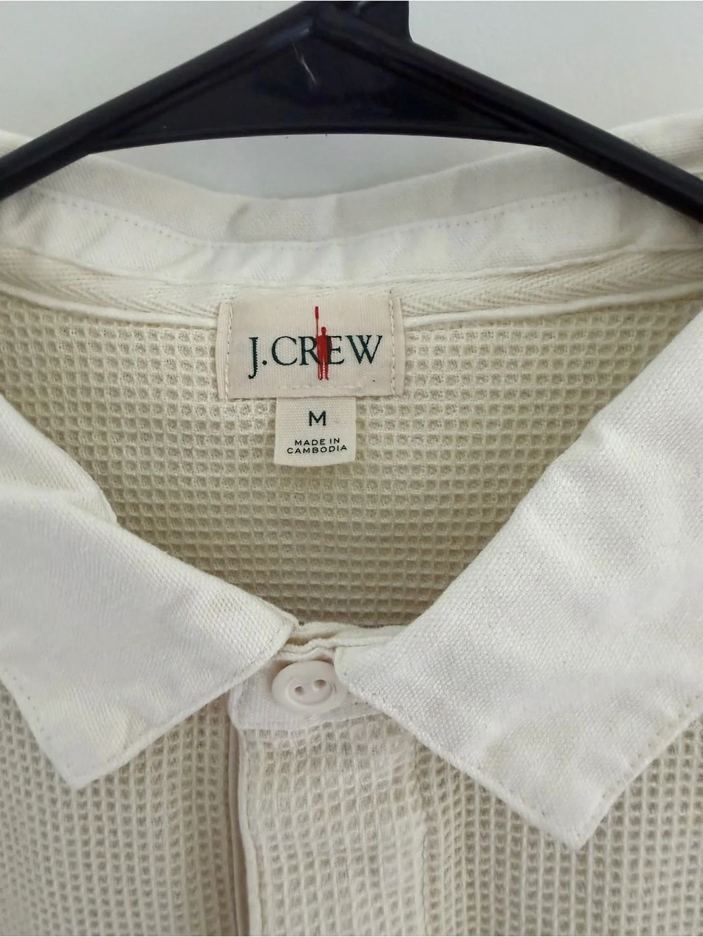 J. Crew Cream Waffle-Knit Button-Down RUGBY